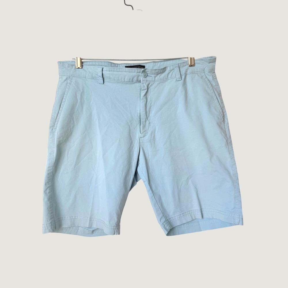 The Mens Store Bloomingdales Men's Light Blue Teal Chino Shorts Casual Golf 36